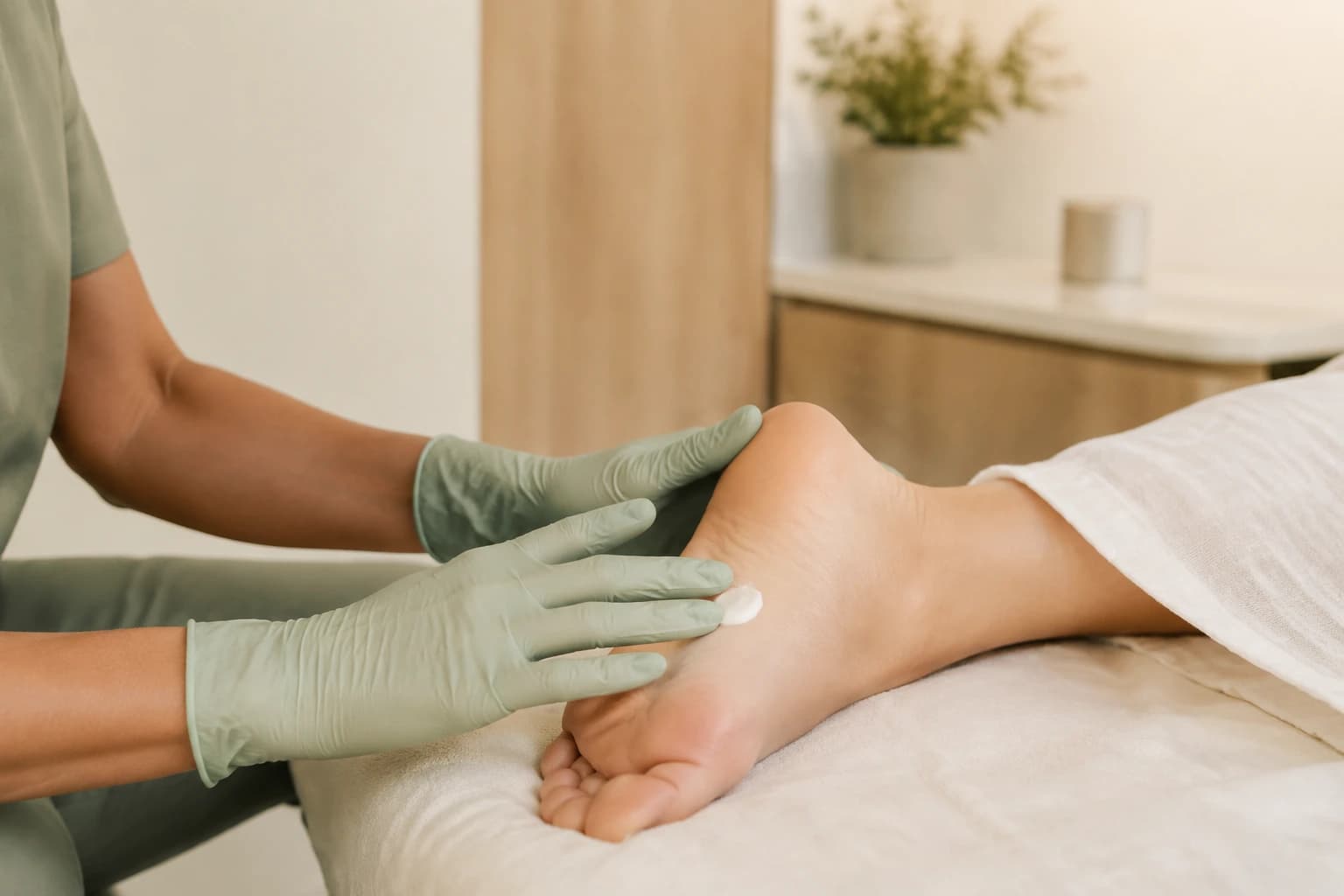 Escena ilustrativa de cuidado profesional: Hiperqueratosis